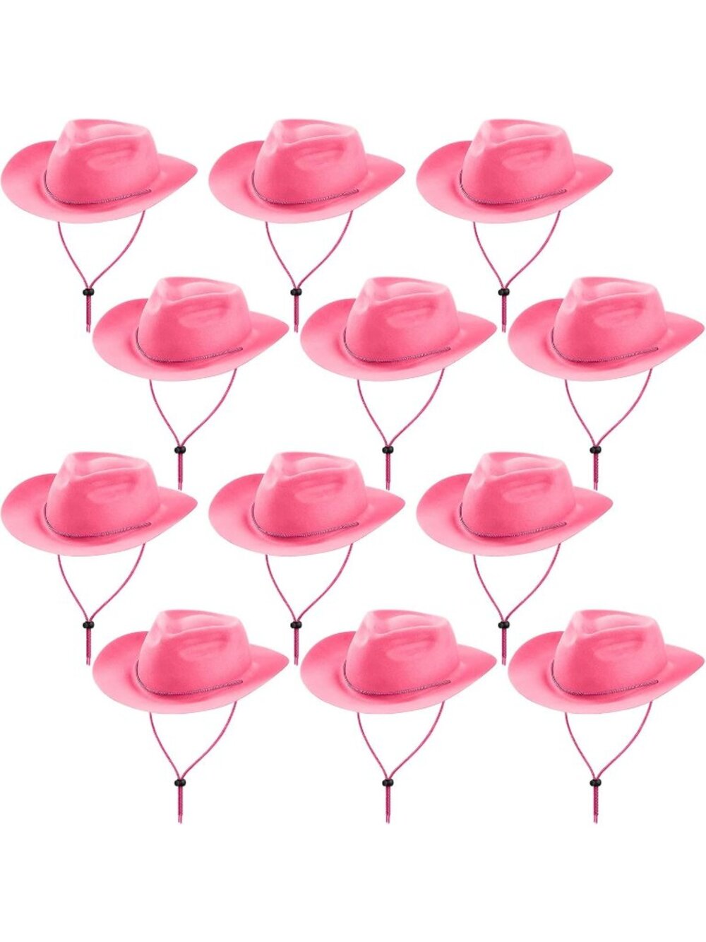 Men's Pink Plastic Felt Wide Brimmed Western Cowgirl Cowboy Hat 12 Pieces